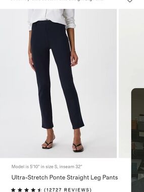 Quince Navy Ultra-Stretch Straight Leg Ponte Pants